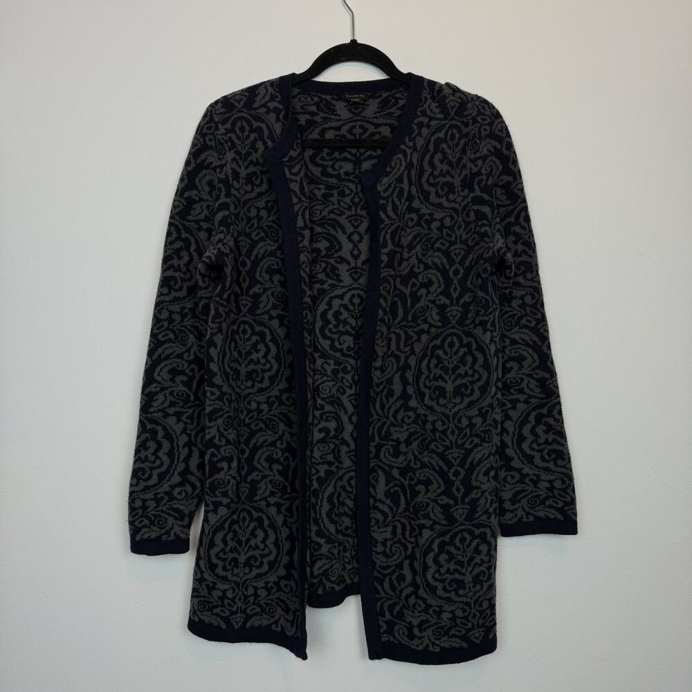 Talbots baroque pattern cardigan sweater MD cashmere blend cozy autmn
